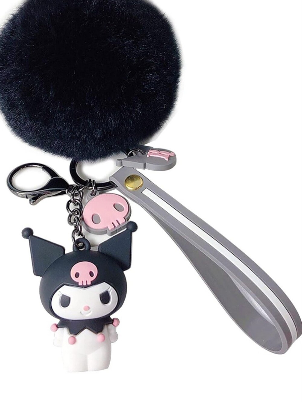 2/$20 Sanrio Kuromi Plush Pom Pom Keychain With Strap